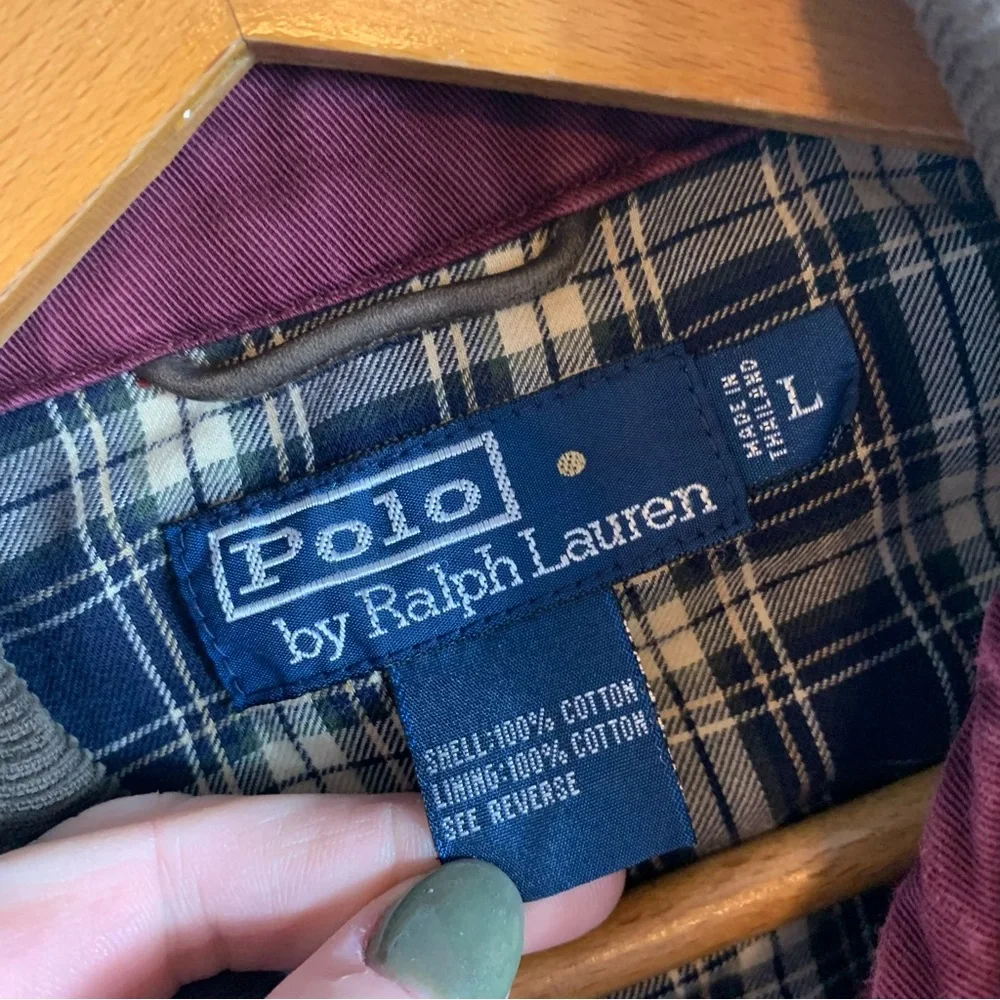 Vintage 90's Polo Ralph Lauren Corduroy Collar Plaid Harrington Zipper Jacket L_4